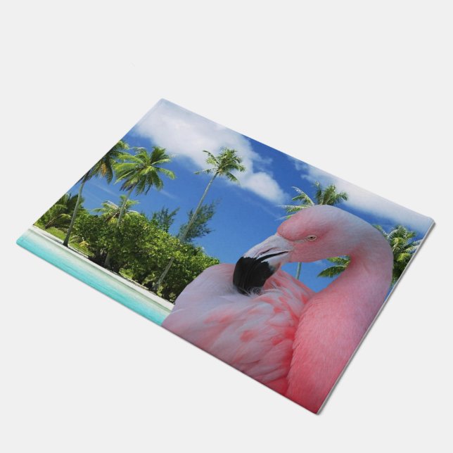Flamingo und Strand Fußmatte (Schrägansicht)