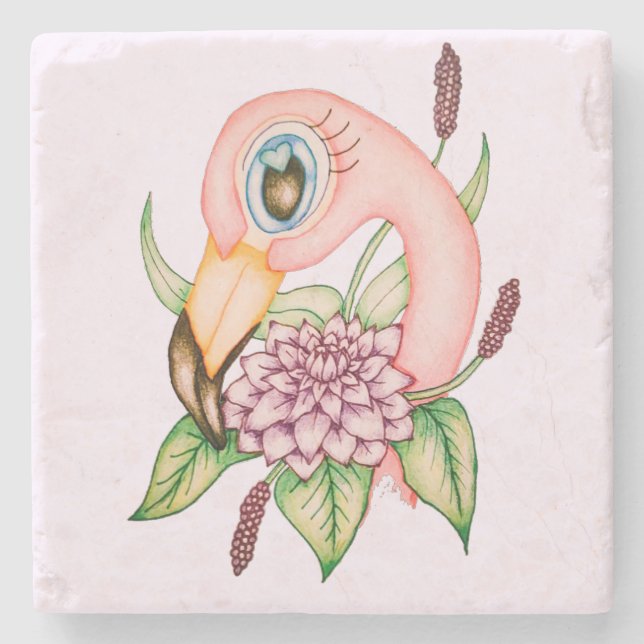 Flamingo-Untersetzer Steinuntersetzer (Vorderseite)