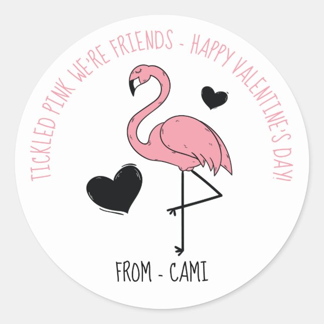 Flamingo Valentine Sticker (Vorderseite)