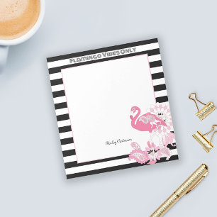 Flamingo Vibes Nur Schwarz & Weiß Streifen Flaming Notizblock