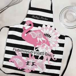 Flamingo Vibes Nur Schwarz & Weiß Streifen Flaming Schürze