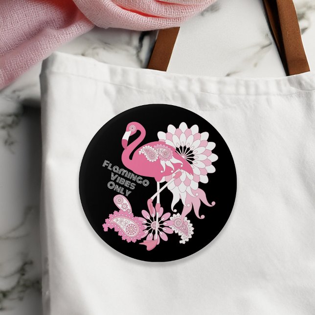 Flamingo Vibes Only Black Pink Flamingo Button (Von Creator hochgeladen)