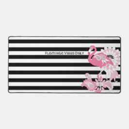 Flamingo Vibes only Black & White Strip Flamingo Schreibtischunterlage