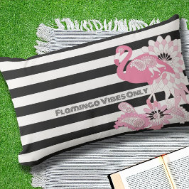 Flamingo Vibes only - Schwarz-weiß Stripe Flamingo Kissen Für Draußen