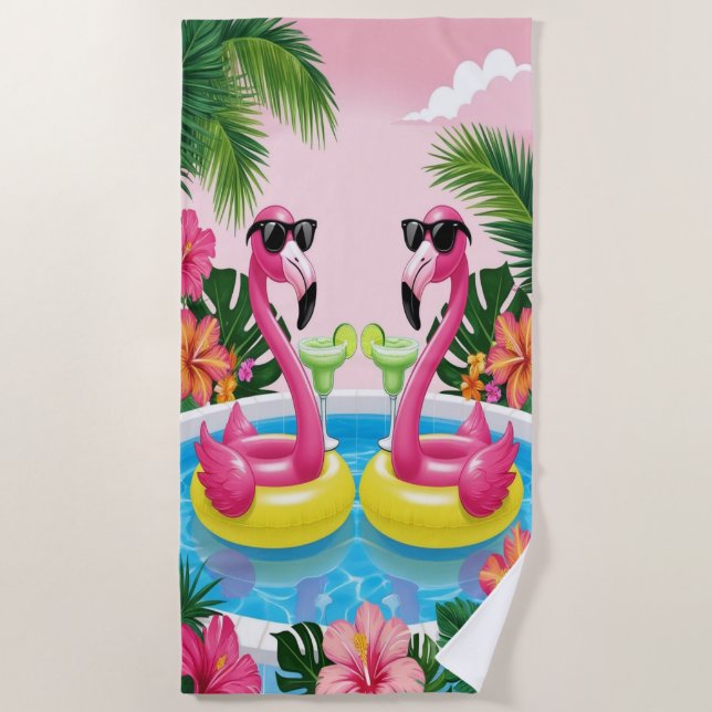 Flamingo Vibes Strandtuch (Vorderseite)