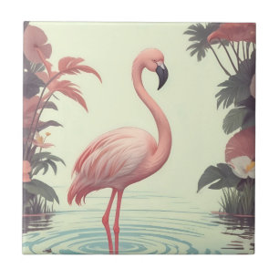 Flamingo Vintage Rosa Vogel Fliese
