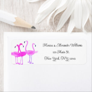 Flamingo Vögel Aquarell Rücksendeadresse Hochzeit 