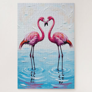 Flamingo-Vögel-Herz-Silhouette-Malerei