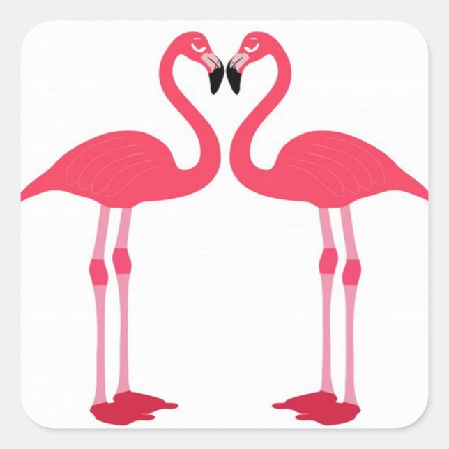 Flamingo-Vögel-Liebe- Quadratischer Aufkleber (Vorderseite)