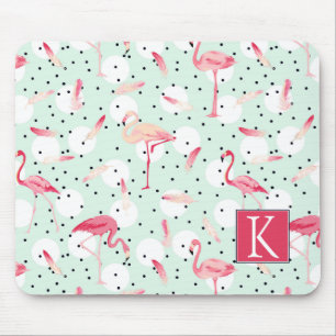 Flamingo-Vogel mit Federn addieren Ihre Initiale Mousepad