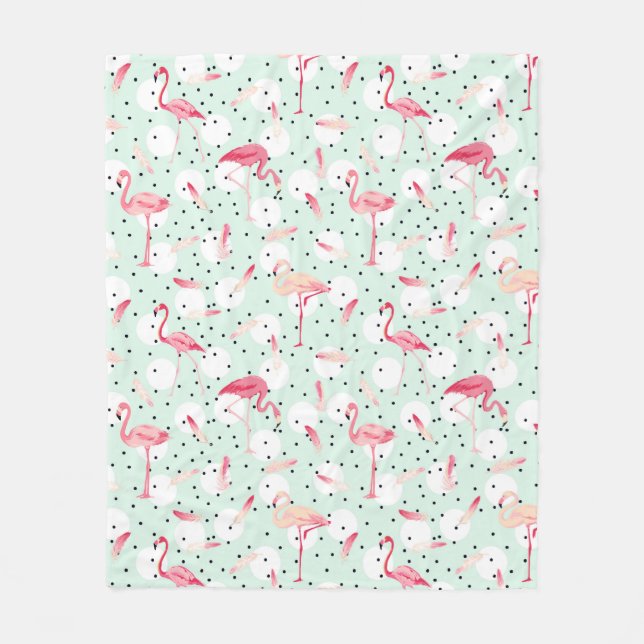 Flamingo-Vogel mit Federn Fleecedecke (Vorderseite)