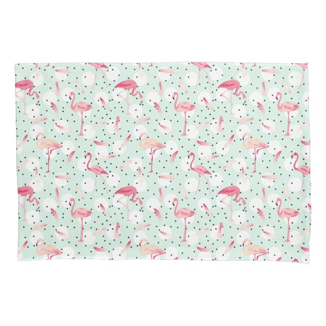 Flamingo-Vogel mit Federn Kissenbezug (Vorderseite-Links)