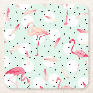 Flamingo-Vogel mit Federn Rechteckiger Pappuntersetzer