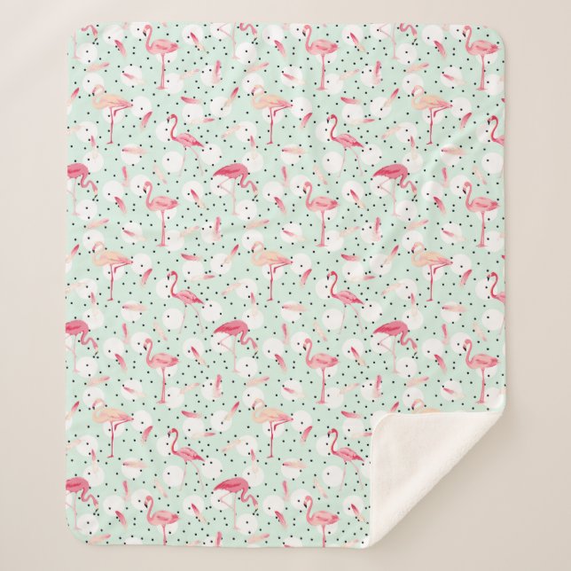 Flamingo-Vogel mit Federn Sherpadecke (Vorderseite)