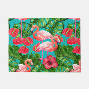 Flamingo-Vögel und tropische Gartenfarbe Fußmatte