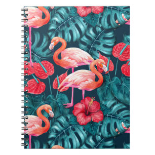 Flamingo-Vögel und tropische Gartenfarbe Notizblock