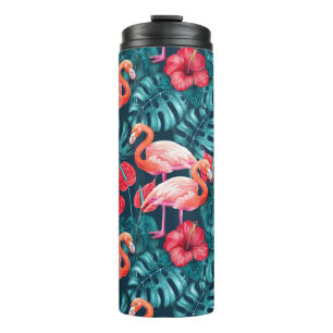 Flamingo-Vögel und tropische Gartenfarbe Thermosbecher