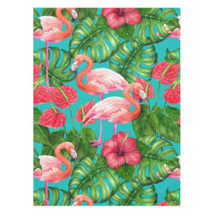 Flamingo-Vögel und tropische Gartenfarbe Tischdecke