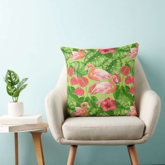 Flamingo-Vögel und tropische Pflanze Kissen (Stuhl )