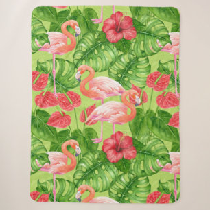 Flamingo-Vögel und tropische Pflanze Sherpadecke