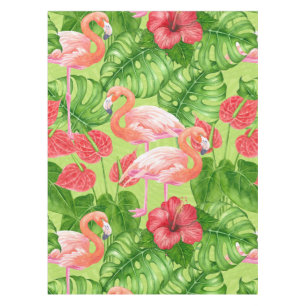 Flamingo-Vögel und tropische Pflanze Tischdecke