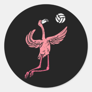 Flamingo Volleyball Spike Serve Spieler Spiker Runder Aufkleber