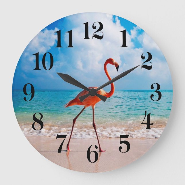 Flamingo Wall Clock Große Wanduhr (Vorderseite)