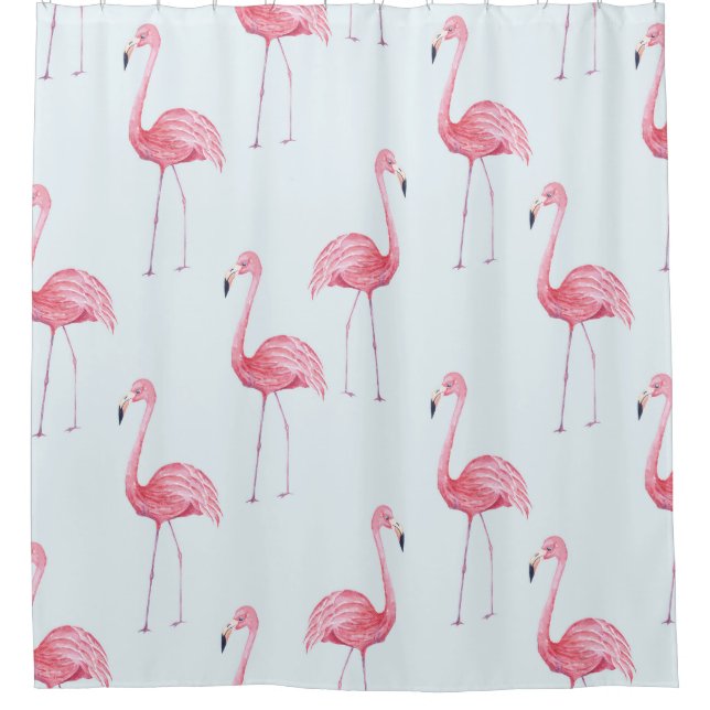 Flamingo Wasserfarbe, pastellfarbener Hintergrund  Duschvorhang (Vorderseite)