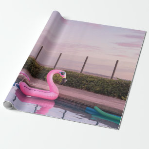 Flamingo Wasserflur im Schwimmbad Geschenkpapier