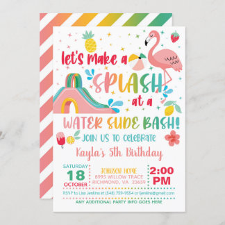 Flamingo Water Slide Geburtstag Einladung