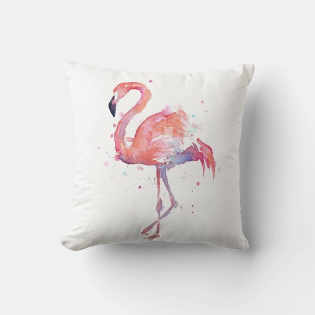 Flamingo Watercolor Kissen (Vorderseite)