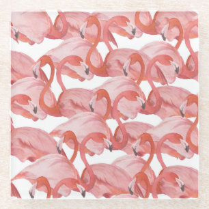 Flamingo Watercolor: Nahtloses Muster Glasuntersetzer