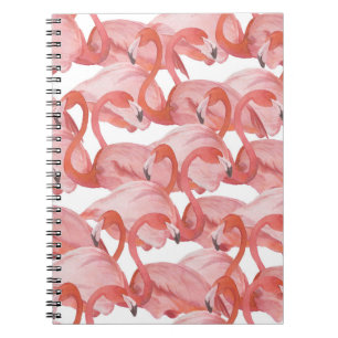 Flamingo Watercolor: Nahtloses Muster Notizblock
