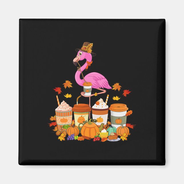 Flamingo Wearing Hat Fall Kaffee Cups Lover Magnet (Vorne)