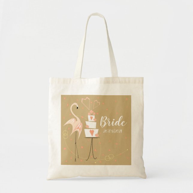 Flamingo Wedding Bride Date Budget Tasche (Vorne)