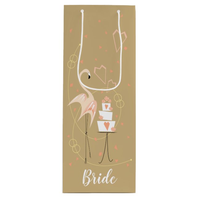 Flamingo Wedding Bride Geschenktüte Für Weinflaschen (Vorderseite)