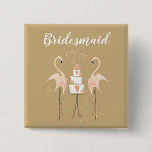 Flamingo Wedding Bridesmaid Square Button