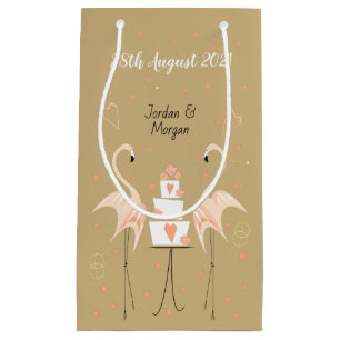 Flamingo Wedding Date Name Kleine Geschenktasche Geschenktüte