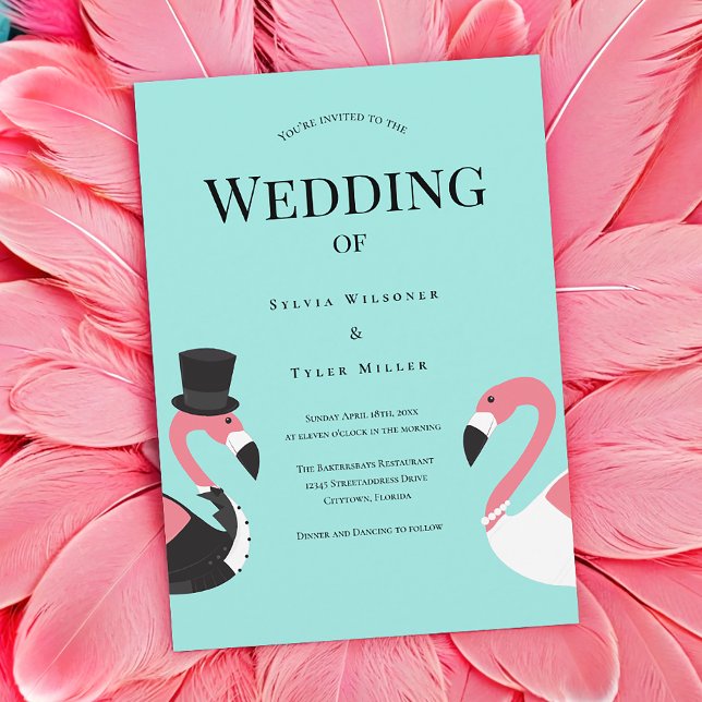 Flamingo Wedding Einladung (Get this fun and tropical invitation for your wedding.)