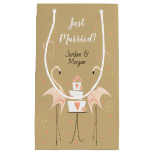 Flamingo Wedding gerade verheiratet! Namen Kleine Geschenktüte