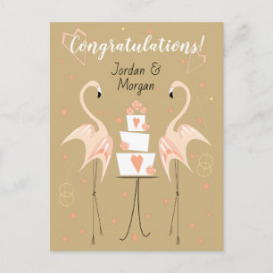 Flamingo Wedding Gratulationen Names Portrait Postkarte