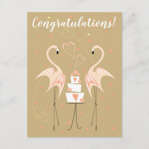 Flamingo Wedding Herzlichen Glückwunsch Peach Port Postkarte