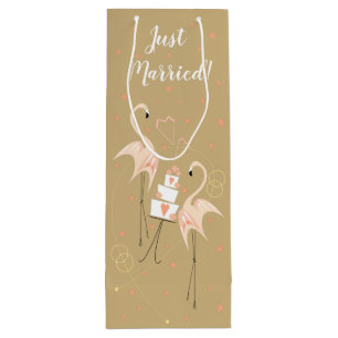 Flamingo Wedding Just MarriedWeinbeutel Geschenktüte Für Weinflaschen