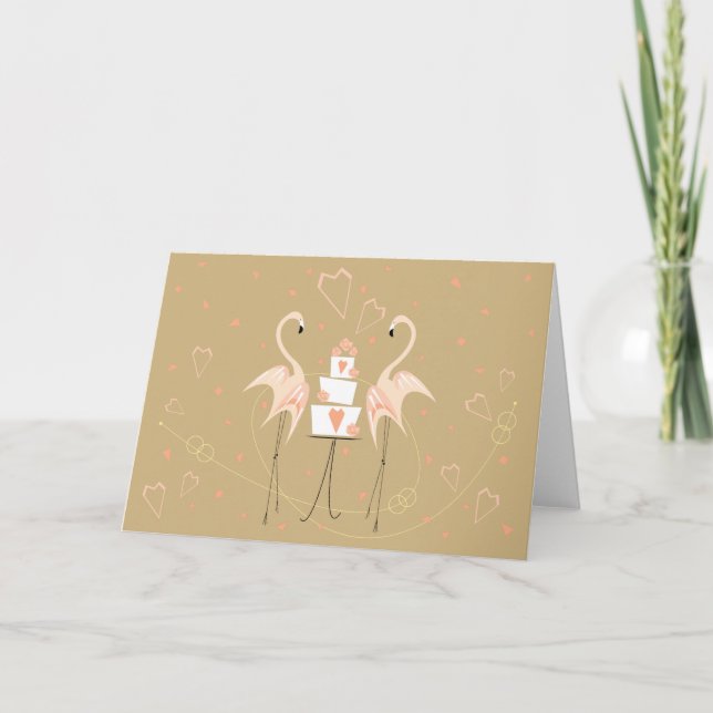 Flamingo Wedding Landschaft Karte (Vorderseite)
