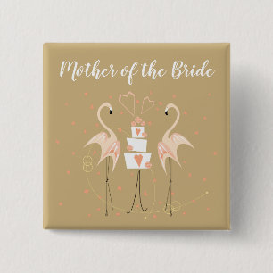 Flamingo Wedding Mother of the Bride Square Button