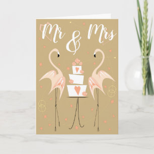 Flamingo Wedding Mr & Mrs Text Karte