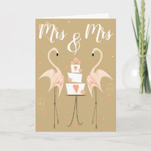 Flamingo Wedding Mrs. & Mrs. Text Karte