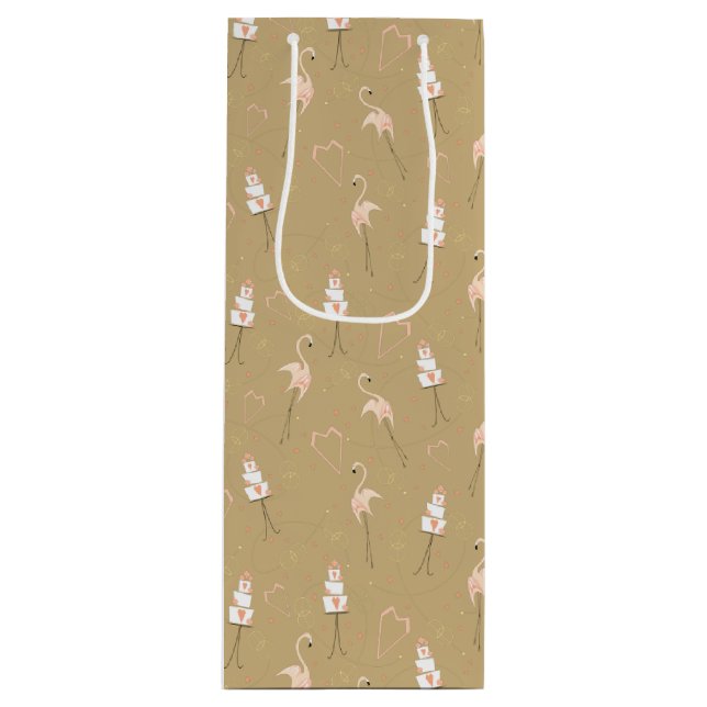 Flamingo Wedding Multi Wine Geschenktüte Für Weinflaschen (Vorderseite)