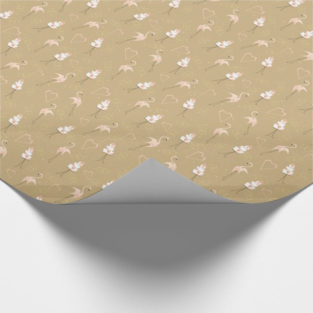 Flamingo Wedding Papier Geschenkpapier (Ecke)