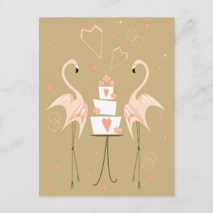 Flamingo Wedding Postkartenporträt Postkarte